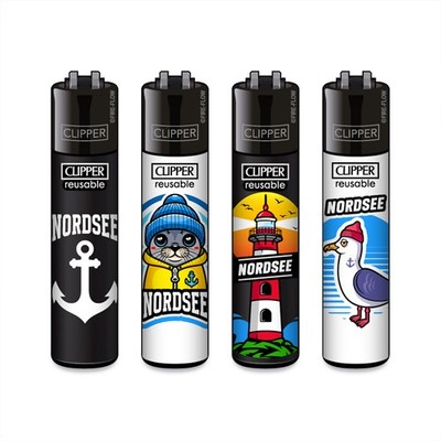 Clipper Reibrad Feuerzeuge FFX Nordsee, 4 Stück