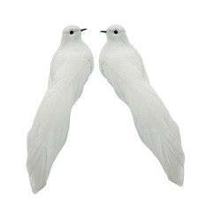 2PCS Artificial White Doves Bird Ornaments Foam Feathered Birds for Christmas...