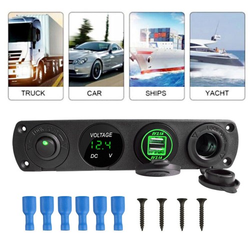 12V Car Cigarette Lighter Socket Dual USB Port Charger Voltmeter Panel Boat - Picture 63 of 66