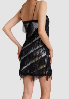 black sequin fringe bodycon dress Sequin Fringe Bodycon Mini Skirt