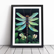 Dragonfly In Nature Framed Canvas Wall Art Print Poster Picture, Home Decor