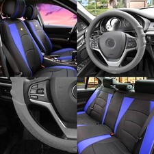Fh Group Universal Fit Leatherette Car Seat Covers Full Set W Steering Cover