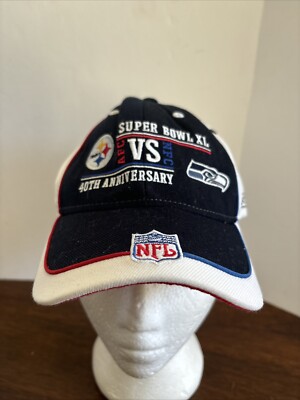 Super Bowl XL 40th Anniversary Steelers Embroidered Baseball Hat Adjustable