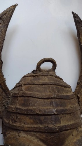 AFRICAN SENUFO BRASS Bronze MASK IVORY COAST HORNS Patina VGC - Picture 9 of 23