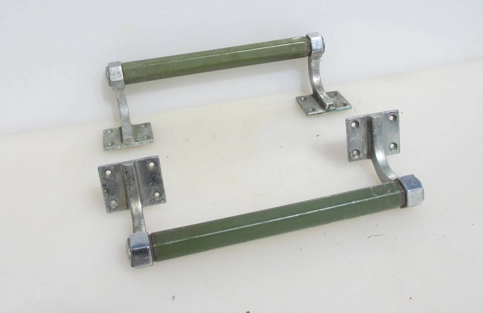Vintage Chromed Brass & Bakelite Door Handles Shop Pulls Old Pub Cinema Deco 10" - Image 2 of 4