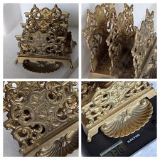Vintage French Rococo Style Solid Brass Letter Rack Ornate 736g heavy 3 sections