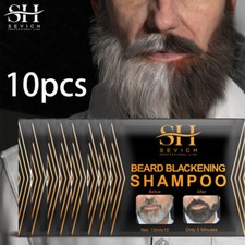 10pcs Men Black Beard Hair Dye Color Shampoo Permanent Darkening Hair Coloring