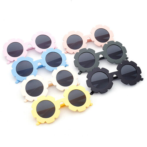 Kids Round Small Retro Sunflower Shape Cute Colorful Frame Sunglasses Eyewear❀ - Picture 1 of 20