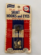Vintage PRIMS Brass Rustproof Skirt Hooks & Eyes Prym Inc 4 Sets New Old Stock