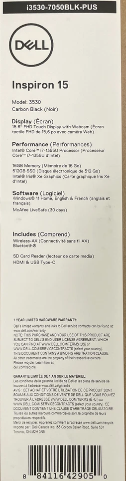 NEW Dell Inspiron 15.6" Touchscreen Laptop i3530-7050BLK-PUS 16GB RAM 512GB SSD - Image 3 of 4