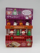 TORUNE Christmas Halloween Winter Food Picks 8pcs For Lunch Box Bento santa A