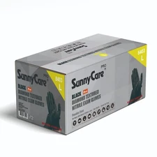 1000 SunnyCare® 8Mil Black Diamond Textured Nitrile Exam Gloves Powder Free   L