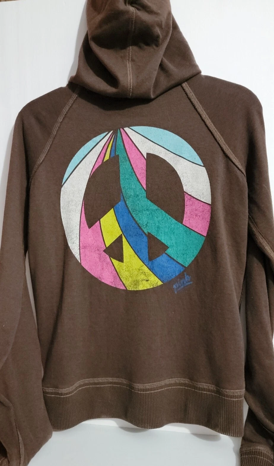 UNDERCOVER Felpa con cappuccio vintage Victorias Secret rosa segno pace con cane taglia small