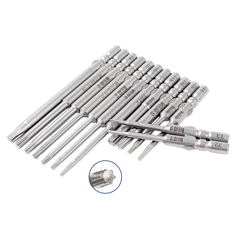 Torx Spanner Solid  Round Shank 4mm Magnetic Torx Screwdriver Bits S2 Bit T1-T15 - Image 4 of 4