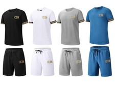New Mens T Shirt  Shorts Set ICON2 Textured Waffle Material Tracksuit Summer