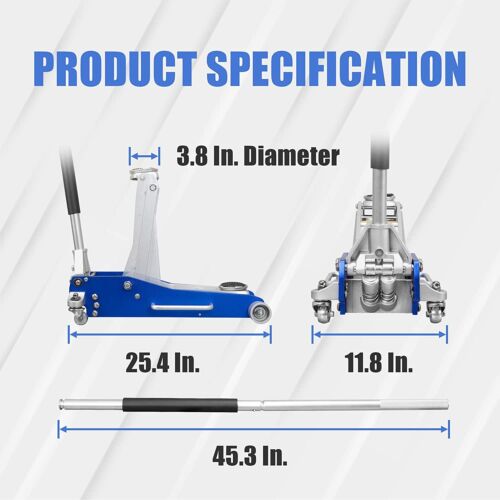 TCE 3 Ton L ow Profile Ec onomic Aluminum, Blue Floor Garage Jack, AT830003XLU - Bild 6 von 6