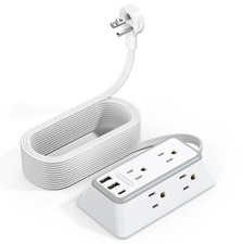 25ft Power Strip Flat Plug Surge Protector Extension Cord with USB-C Flat Sur...