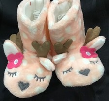 Cat  Jack Size M 2t-3t Pink White Polka Dot Slippers Reindeer New