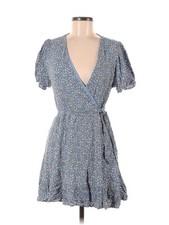 Blue Floral Mini Wrap Dress