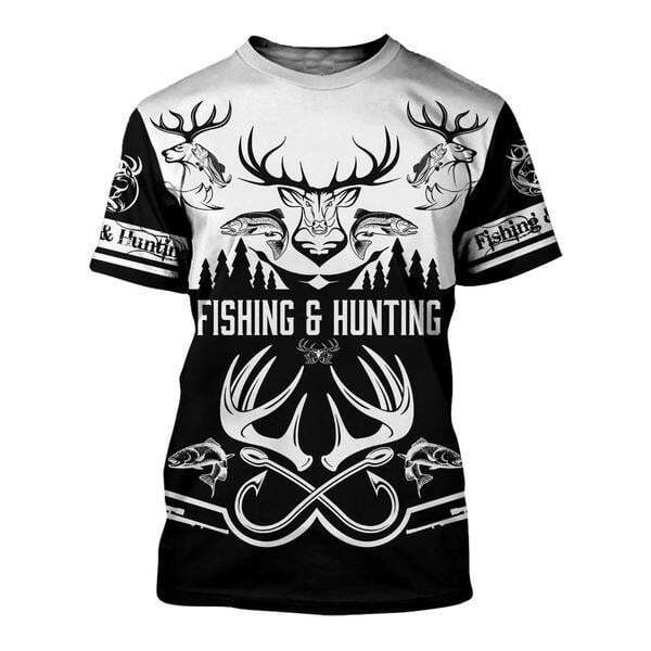 Fishing And Dear Hunting , High-Resolution 3D T-shirt , 3D T-shirt Design