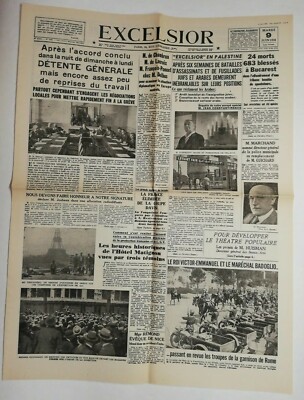 N740 Schlagzeile der Zeitung Excelsior 9. Juni 1936 24 Tote 683 Verwundete Bukarest 