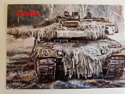 Heer Postkarte Bundeswehr Panzer Kampfpanzer Leopard 2 im Winter