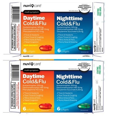 2X Nuvi CARE DAYTIME NIGHTTIME MULTI-SYMPTOM Cold Flu Relief 12 Softgels 04/2027