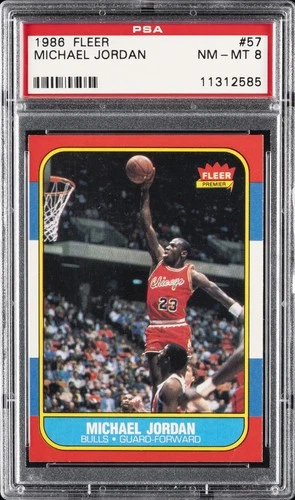 1986 FLEER #57 MICHAEL JORDAN PSA 8