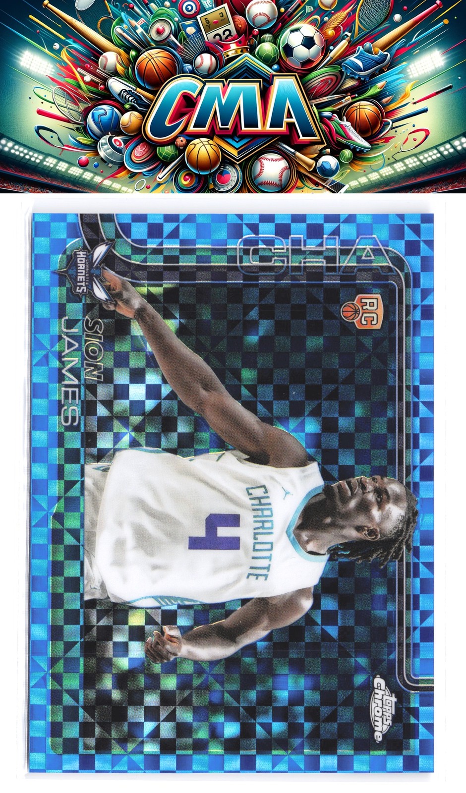 2025-26 Topps Chrome #283 Sion James Blue X-Fractor