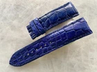 24mm/22mm Blue Alligator Crocodile Print Leather Watch Strap Band
