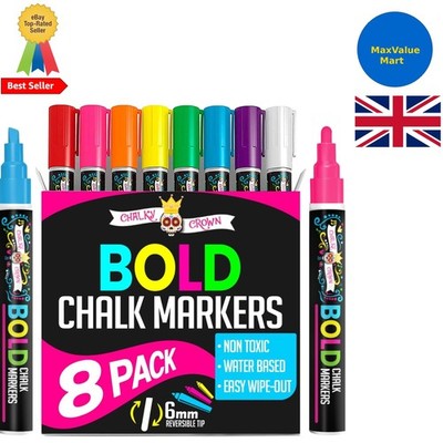 8er Pack Flüssigkreidemarker mit klobigen Spitzen - Perfekt für Kreative & Lehrer