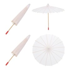 2 Pcs Paper Umbrellas ,8" Paper Parasol Umbrella for Craft,White