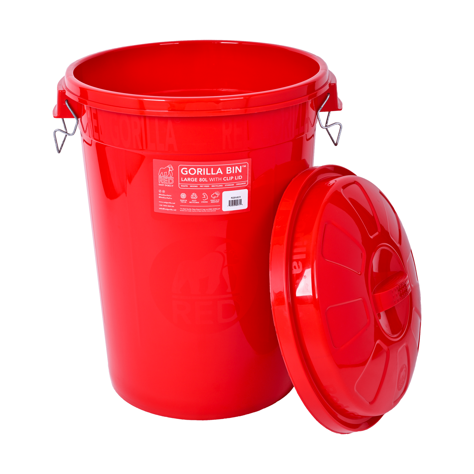 Gorilla Bin 80L with Clip Lid Stackable Storage Waste Bin Indoor Outdoor Garden