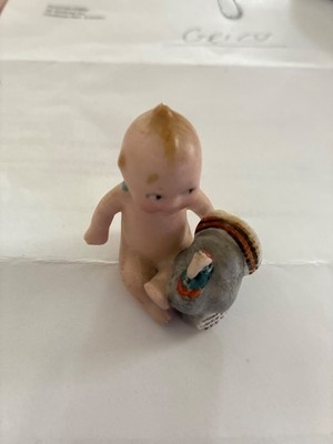 1913 ?? German Bisque Kewpie with Turkey Figurine with Original Tag