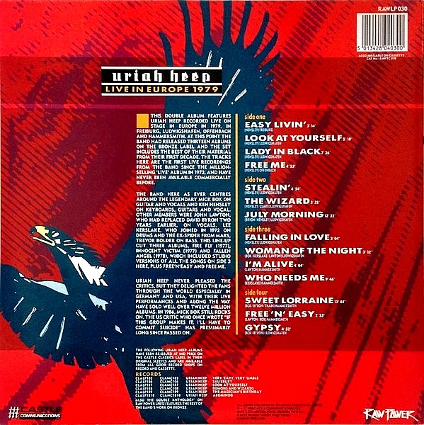 URIAH HEEP "LIVE IN EUROPE 1979" (2 LPS) PREMIUM QUALITY USED LP (NM/EX) - Image 2 of 2