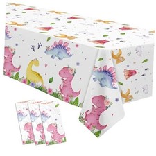 Dinosaur Birthday Party Supplies Tablecloth for Girl - Pink Dinosaur Baby