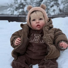 28" Handmade Reborn Baby Doll Toddler Boy with Hand-Rooted Hair Cloth Body Gift
