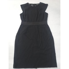 J.CREW Sheath Dress Womens 12P Black Cap Sleeve Wool Lined Workwear E6233
