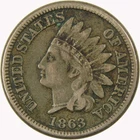 1863 Indian Head Cent F Fine Penny 1c Coin SKU:CP1110