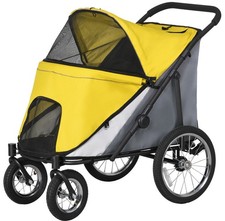 PawHut 3 Wheel Pet Stroller, for Medium Small Dogs, Foldable Cat Pram - Yellow