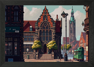 Bremen Stadt Pixel Kunst Gerahmtes Wandbild Poster Leinwanddruck Bild