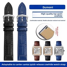 steel head quick release genuine leather watch strap for Cartier Santos Dumont 