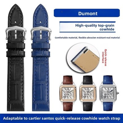 steel head quick release genuine leather watch strap for Cartier Santos Dumont 