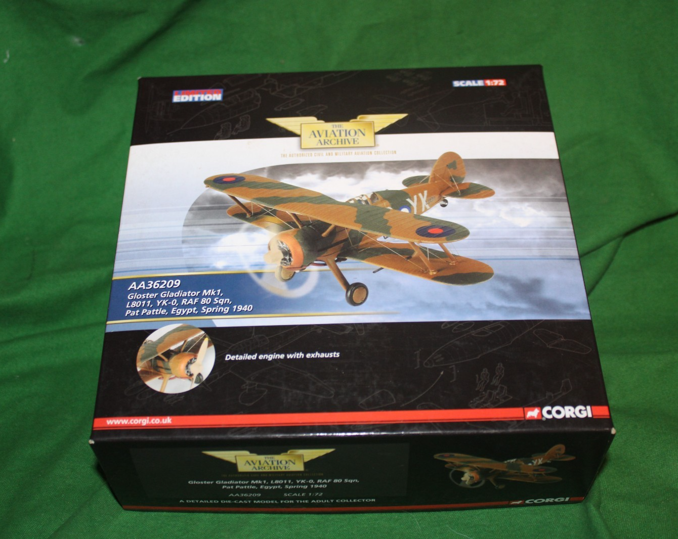 CORGI AVIATION ARCHIVE GLOSTER GLADIATOR MKI EGYPT 1940 1/72 #AA36209