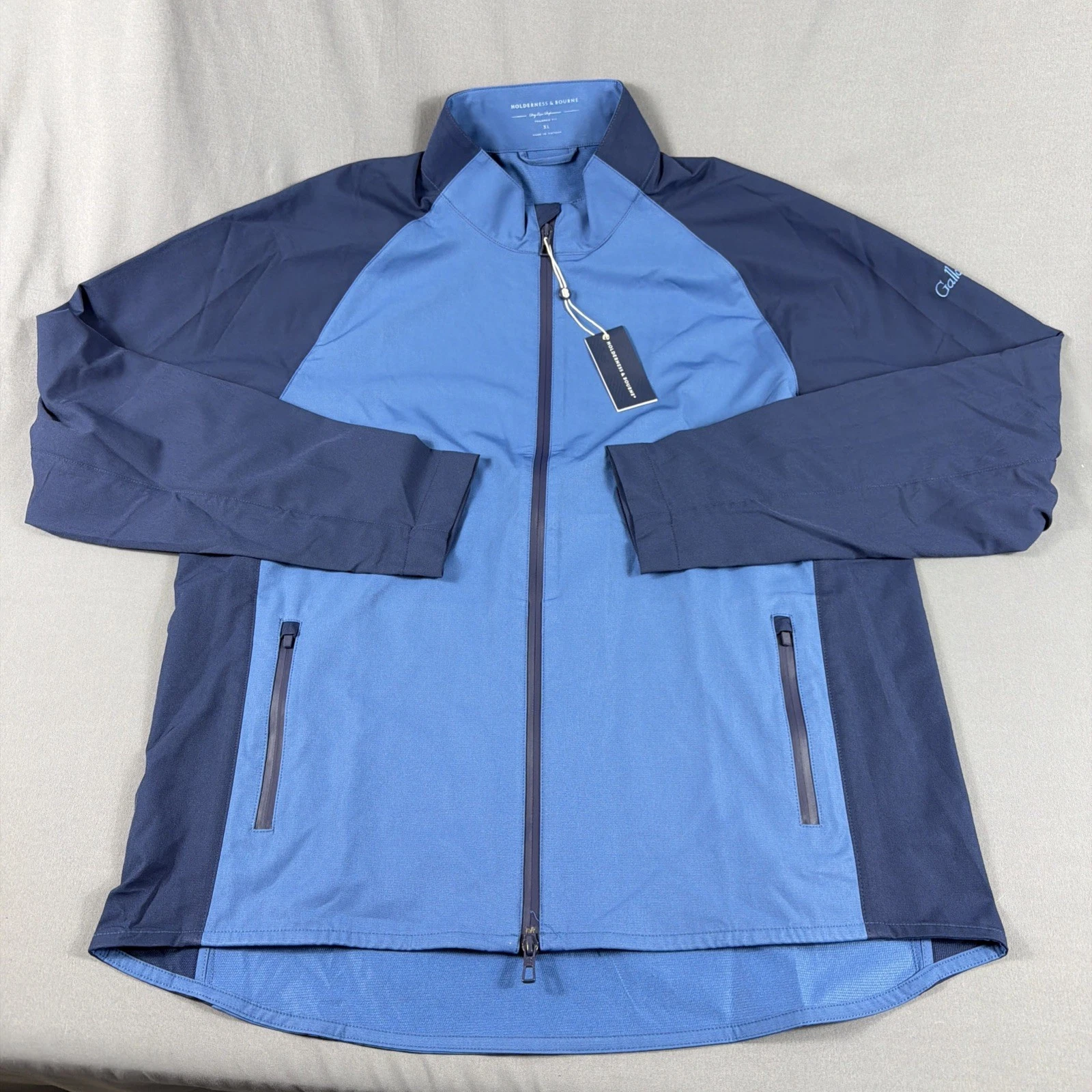 Holderness & Bourne Golf Rain Jacket Sleeve Logo XL Blue Polyester NWT MSRP $220