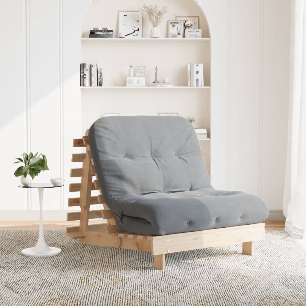 Divano Letto Futon con Materasso 80x206x11 Legno Massello Pino 2404723