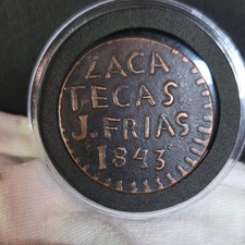 Ficha de Cobre Zacatecas 1843 VALE POR UNA CARGA DE MAÍZ Circulada