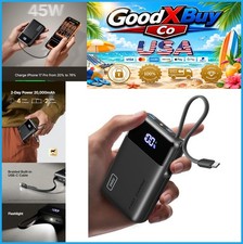 Portable Charger Power Bank 20000mAh 45W USB C Fast Charging 3 Devices Built In