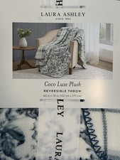 Laura Ashley Blanket Throw 60  x70  Smoke Blue Machine Washable Reversible
