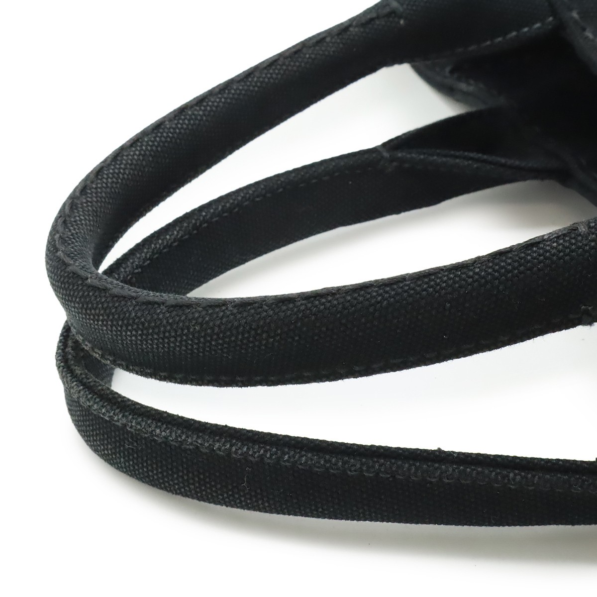 PRADA CANAPA Tote Bag 2WAY Shoulder Bag Stripe Shoulder Crossbody Canvas NERO Bl thumbnail 4